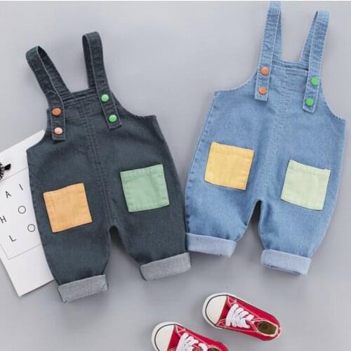 2 Colors Boys Washed Jeans Overall Cute Baby Girl Sweet Blue Jumpsuits Casual Denim Romper Strap Pants Toddler Children Clothing
