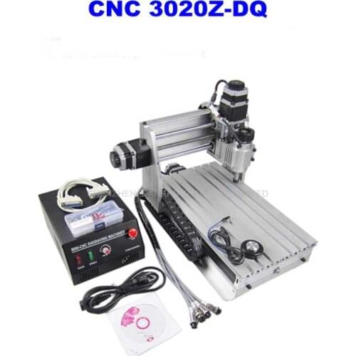 3 Axis 3020Z-DQ CNC Router Engraver Cutting Machine CNC 3020 with Ball Screw + 20x 3.175mm 1/8" Tungsten Carbide Cutter 1 PC