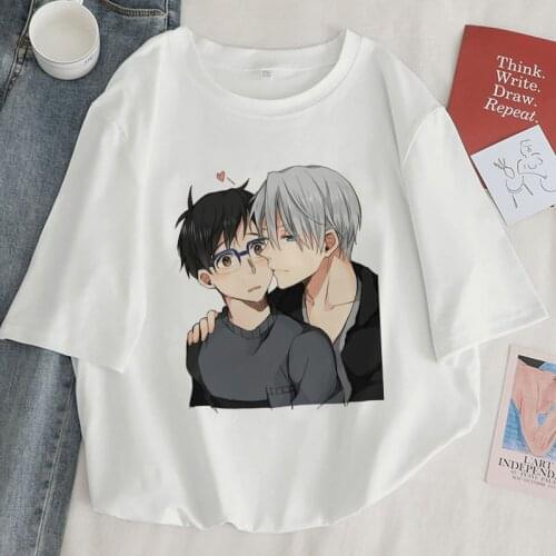 Yaoi YURI On ICE Japan Anime Boys Love Women T Shirt Men Manga Streetwear Unisex Tops Harajuku Graphic Tees Short Sleeve