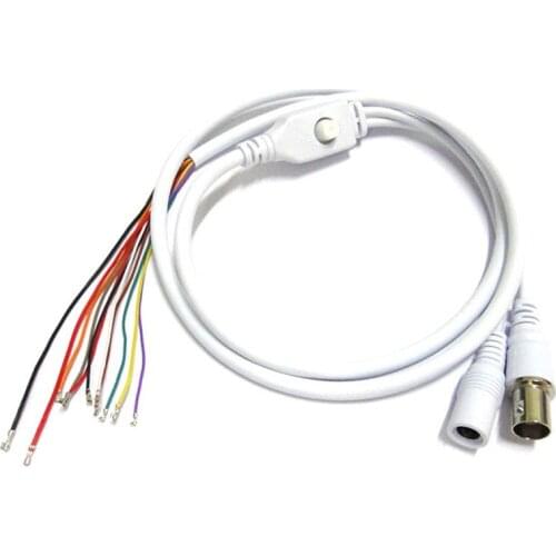 2pcs 80cm BNC Video DC12V Power OSD Control Pigtail Cable Analog CCTV Camera Module Board Menu Button end cable, black, white