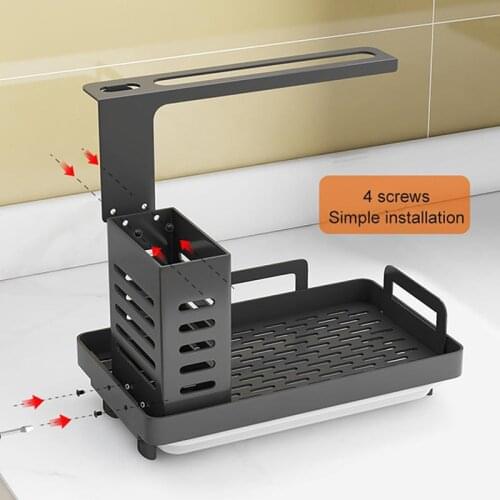 Kitchen Organizer Stainless Sink Faucet Sponge Drain Rack Rag Shelf Sponge Soap Brush Holder Kitchen Dish Drying Nonslip Rack