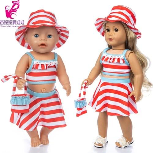 40 cm 43 cm baby doll summer holiday beach dress hat bag set 18 inch girl doll swimming clothes set