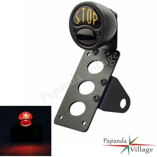 Motorcycle Retro STOP Rear Tail Brake Lamp 3/4" Axles Side Mount Number Plate Bracket License Plate Holder for Harley Cafe Racer