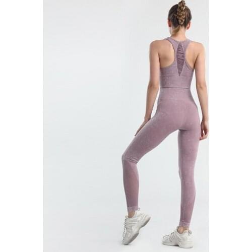 2021 New Womens Tracksuit Padded Push Up Bra Seamless Pants High Waist Hip Lifting Sexy Sports Mesh Leggings Yoga Set