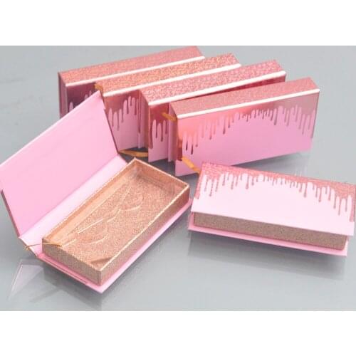Wholesale 50/pack false eyelash packaging Pink Quicksand Magnetic box lash boxes custom logo faux cils 25mm mink eyelashes case