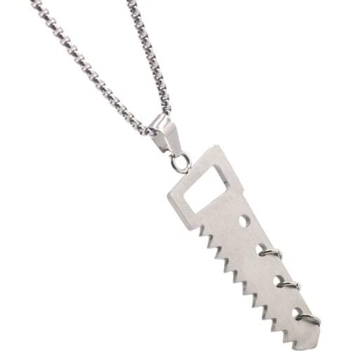 Pendant necklaces men stainless steel chain necklace hip Hop Saw pendant gifts for male accessories fashion jewelry on the neck