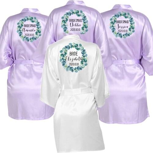 Personalized Flower Print Custom Name Wedding Bride Team Robes Bridal Party Robes Bridesmaid Robes gift