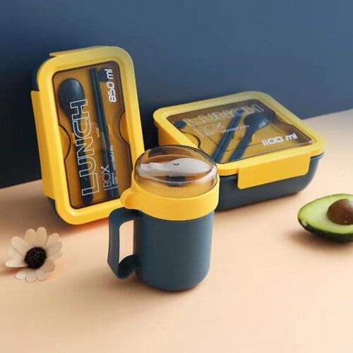 850ml1100ml Portable Lunch Box Food Container Microwave Oven Lunch Bento Boxes Lunchbox With Cutlery Sets