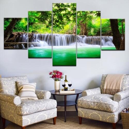 Canvas Painting frame 5 Panels Waterfall Canvas Print Painting Modern Wall Art For Pcture Home Decor Modular Artwork