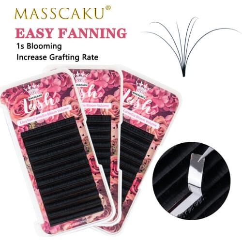 MASSCAKU Easy Fanning Eyelash Extension Self Handing Auto Fans Fast Bloom Flowering Eyelash Extension Camellia Lashes Fans