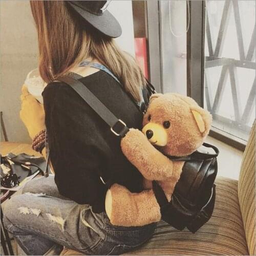 New 3D Casual Women Fashion Backpack Cartoon Bear Backpack PU Shoulder Bags Teenage Girl School Bags Mochilas Rucksacks Backbag