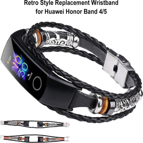 Retro Style Replacement Wristband For Huawei Honor Band 4/5 Intelligent Wearable Accessories Printed Silicone Watch Strap