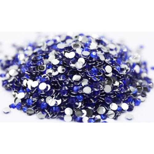Sapphire Color 3,4,5,6mm Flatback стразы Resin Non hotfix Rhinestones in Bulk Package Plastic Nail Art Decoration for Garment