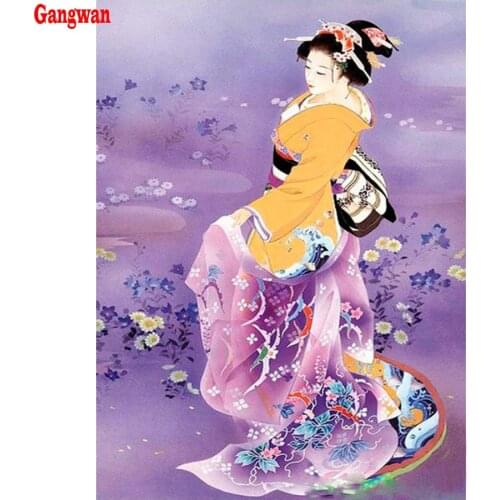 Japanese woman,Geisha,Diy,5d,Diamond painting Cross Stitch,Diamond Embroidery,Christmas gift, Mosaic,Oriental Woman Home Decor