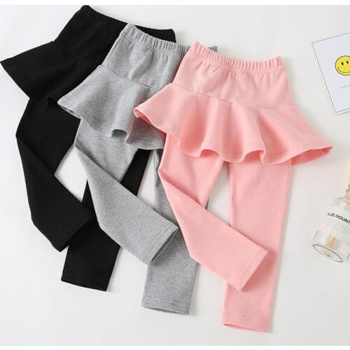 Girls Leggings Skirt 2021 Spring Autumn Childrens Outer Wear Pants Fake Two Pieces Of Spring Thin Culottes Girl Trousers