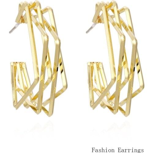 Irregular Women Earrings Gold Color Metal Creativity Personality Geometry Drop Earrings Fashion Party Gift Long Dangle Earring