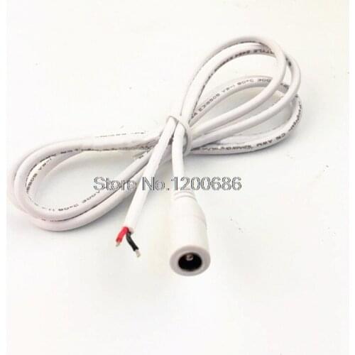 1M 22AWG 0.3mm2 White Female DC 2.1mm x 5.5mm Wire Power Pigtails Socket wire harness for CCTV Security Camera