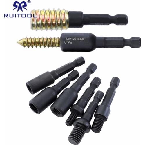 1pc/6pcs Self-Tapping Socket Adapter 1/4" Hex Socket for 6mm/8mm/10mm Insert Nuts & Hanger Bolt Power Drill Tools