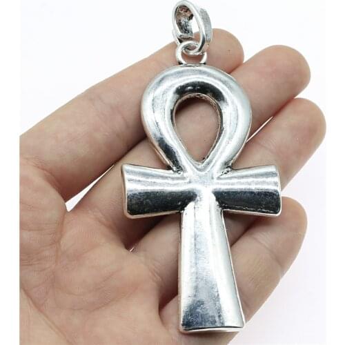 1pcs/lot DIY Handmade Craft Charms Antique Silver Color 80x42mm Super Big Cross Ankh Cross Egyptian Cross Pendant