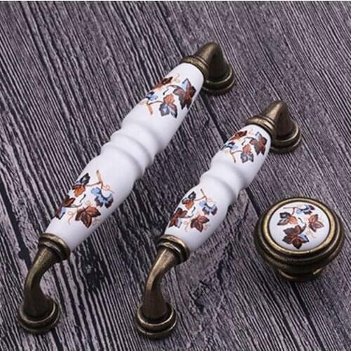 128mm retro rustico rural ceramic wardrobe dresser door handles 96mm vintage bronze drawer cupboard pulls knobs antique brass 5"