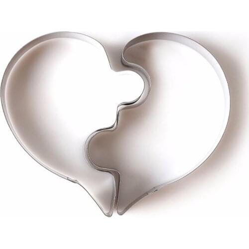 2-piece Set Of Cookie Mold Left Heart Right Heart Love Puzzle Wedding Wedding Wedding Valentines Day Cookie Mold