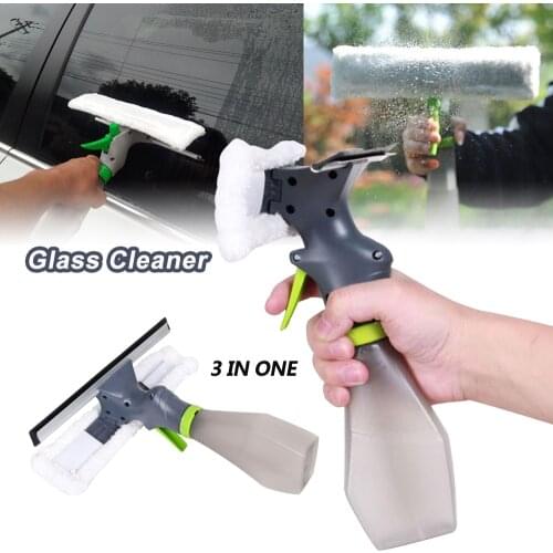 3 in 1 Window Cleaner Spray Bottle Wiper Squeegee Microfibre Cloth Pad Kit Car Wiper Spray Glass Brush 3