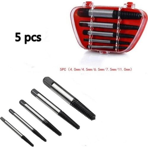5 pcs High quality steel screw remover set damaged screw broken head screw extractor removal tools drill bit guide tools