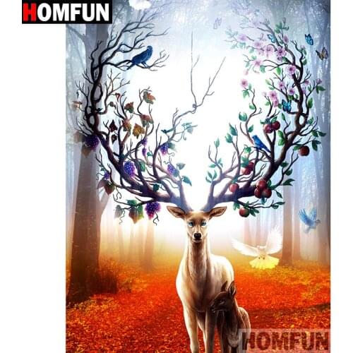 HOMFUN 5D DIY Diamond Painting Full Square/Round Drill "Animal deer" 3D Embroidery Cross Stitch gift Home Decor A01116
