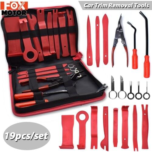 Auto Body Panel Trim Stereo Repair Remover Pry Dash Radio Door Molding Clip Pliers 19PCS Car Removal Tools Audio Maintenance Kit