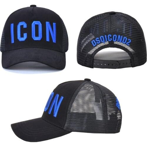 DSQICOND2 High Quality black Cotton Summer Mesh Baseball Cap for Men Women Embroidery ICON Letters Dad Hat Hip Hop Trucker Cap