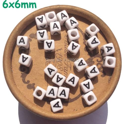 Letter A Beads 6mm 200pcs Acrylic Vowel Alphabet Bead Accessories Separate Letters Square Beads for Jewelry making Findings
