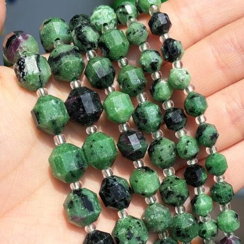 Natural Epidote Rubys Zoisite Minerals Gem Beads Faceted Loose Spacer Beads For Jewelry DIY Making Bracelet Accessories 15