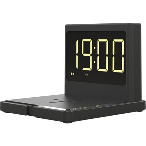 3 in 1 Digital LED Electric Alarm Clock with Phone Wireless Charger Fast Charging Dock for iPhone