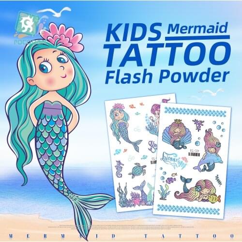 Children Girls Birthday Party Favors Supplies Temporary Tatoos for Kids Glitter Sparkle BlingBling Tattoos Mermaid