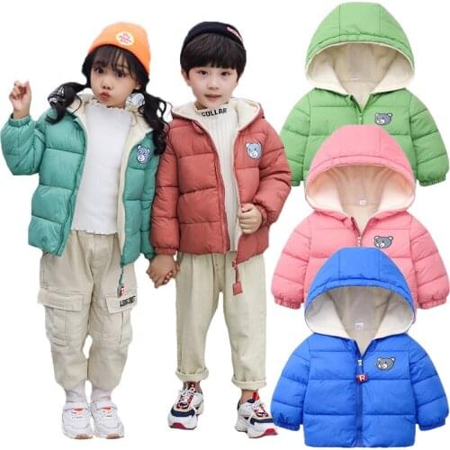 2021 New Baby Boys GIrls jacket Winter Keeping Warm Hooded Coat For Kids 9 Color Cartoon Bear Toddler Children Christmas Present