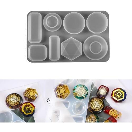 Gem Silicone Casting Mold For DIY Resin Jewelry Pendants 8 Shapes Silicone Casting Mould Tools for UV Epoxy Resin Clay Ornaments