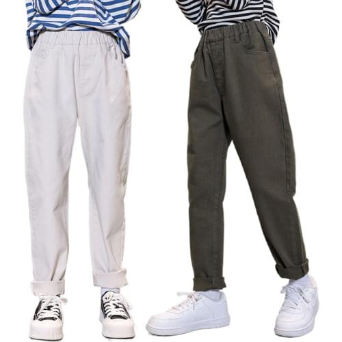 Girls Denim Pants Ivory Army Green Boutique Radish Trousers Fashion Teens 4 To 14 Year Casual Straight Full Length Sport Clothes