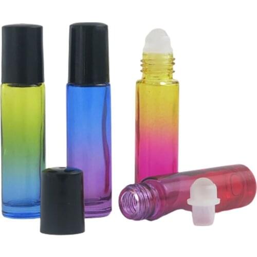 24 x 10ml Travel Gradient color roll on Glass bottles for essential oils roll-on refillable perfum bottle deodorant containers