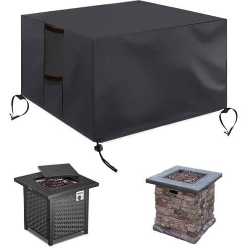 Gas Fire Cover Square Waterproof Anti-UV Heavy Duty For Patio Firepit Table Fire Pit Cover Oxford Cloth Storage Bag