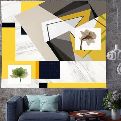 Geometric stripe abstract tapestry Wall Hanging structure pop art Tapestries hippie Psychedelic Yellow Wall carpet Hanging cheap