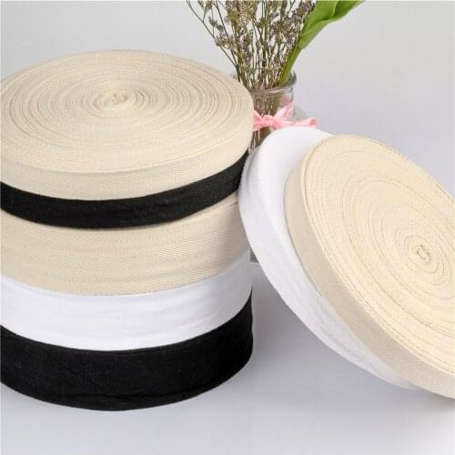 5Meters Cotton Tape 10/15/20/25/30/40/50/60mm Cotton Ribbon Black White Beige cotton ribbon webbing Decoration DIY Sewing Fabric
