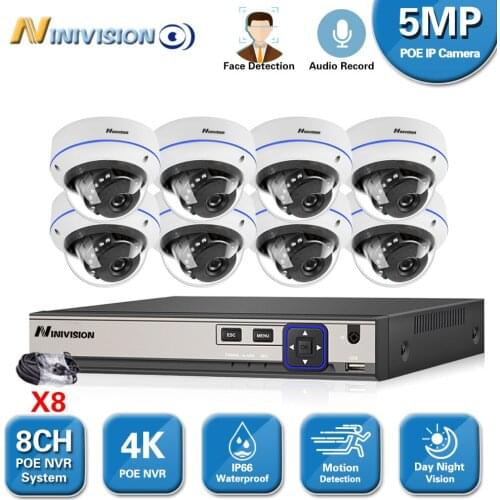 HD 5.0MP POE AI Face Recognition Motion Detection Onvif POE CCTV Camera NVR Kits 5.0MP RJ45 POE48V IP Surveillance Metal Camera