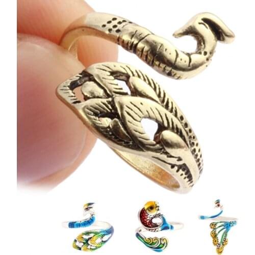 Knitting Ring Crochet Loop Peacock Design Adjustable Sewing Ring Wear Thimble Knitting Supplies for Household