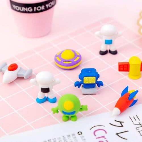 3set Space Astronauts Creative Card Eraser Students Eraser Stationery Wholesale