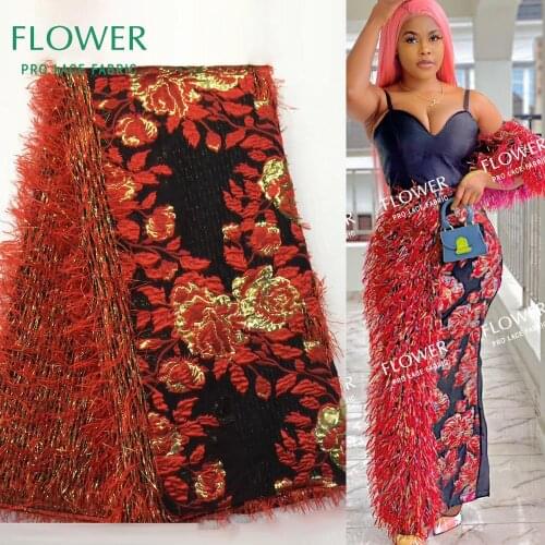 Red New Latest DIY Sequin Tassel Fabric With Guipure 2020 High Quality Lace For Traditional Wedding Dress Net Lace Material