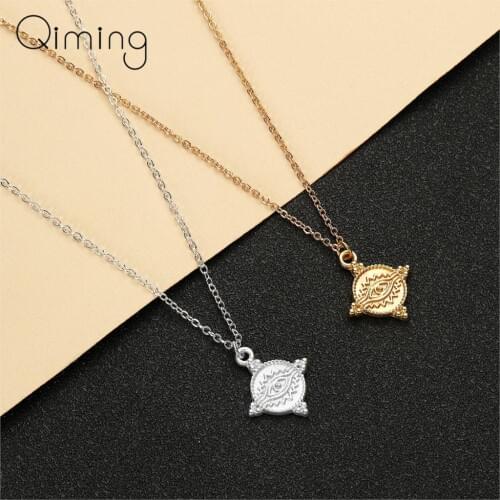 Personality Universe Planet Evil Eyes Women Necklace Silver Gold Boho Jewelry Couple Tiny Cross Pendant Choker Necklace Collier