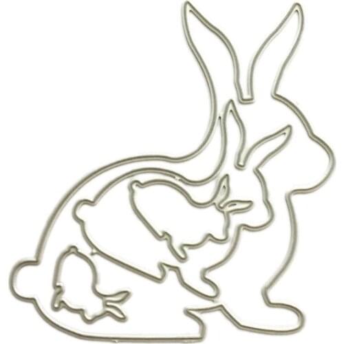Lovely Rabbit Family Metal Cutting Dies Stencil DIY Scrapbooking Album Stamp Paper Card Embossing Crafts Decor 95AA