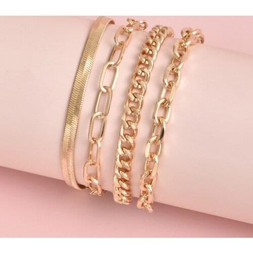 Multilayer Bracelets Women Snake Chain Simple Jewellery Bracelet Fashion Unisex Hand Made Bohemia Gold Color Zinc Alloy Armband