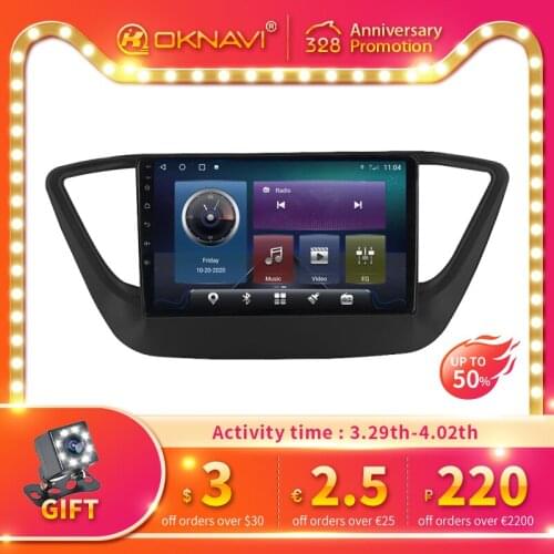 Touch screen Android 10.0 9.0 Inch Multimedia Car Radio For Hyundai Solaris 2017-2019 Navigation GPS DSP 4G WIFI RDS 360 Camera
