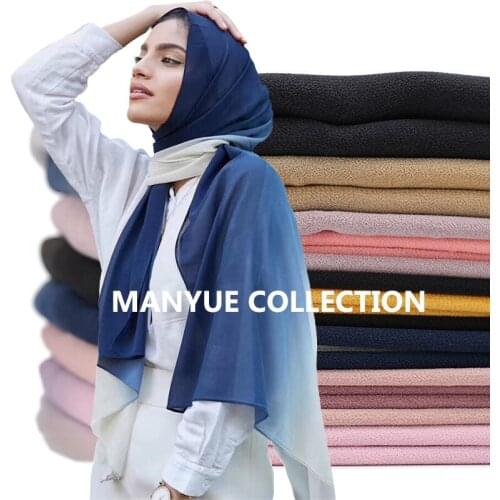 Muslim Hijabs Scarves Plain Bubble Chiffon Hijab Scarf Women 2020 Two Color Femme Long Shawls and Wraps Ladies Shawl Foulard